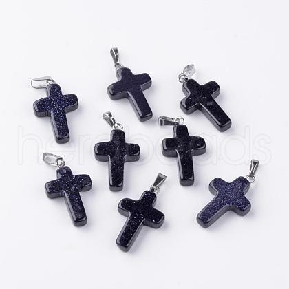 Synthetic Blue Goldstone Pendants G-J354-03-1