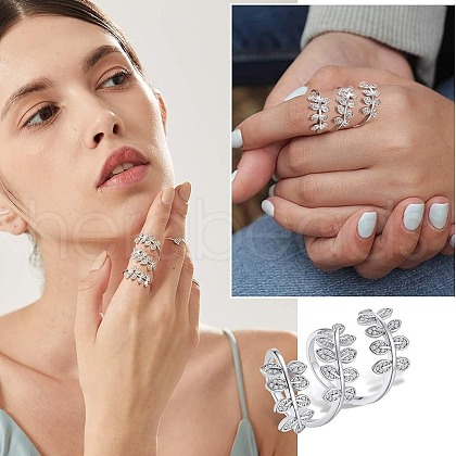925 Sterling Silver Micro Pave Cubic Zirconia Adjustable Open Cuff Rings for Women FS-WG4488D-01-1