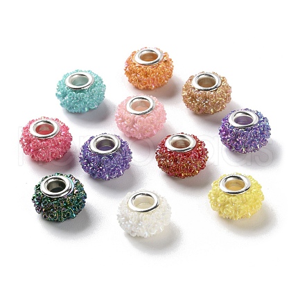 AB Color Resin Rose Flower European Beads X-RESI-M001-05-1