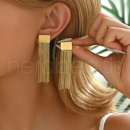 Rectangle Tassels Stud Earrings for Women ZI4727-1