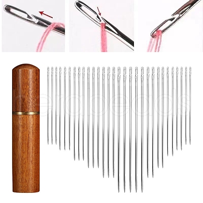 30Pcs Galvanized Iron Self Threading Hand Sewing Needles TOOL-NH0001-02B-1