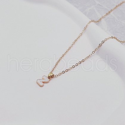 Alloy White Enamel Initial Pendant Necklaces WG51722-26-1