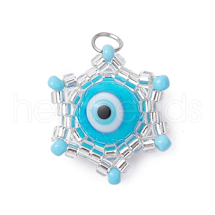 Beaded Star Eye Charms PALLOY-MZ00574-05-1