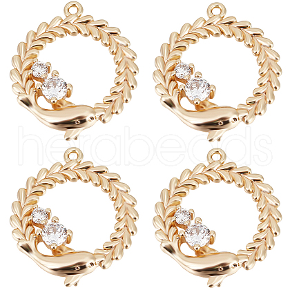 Beebeecraft 10Pcs Brass Micro Pave Cubic Zirconia Pendants ZIRC-BBC0002-31-1