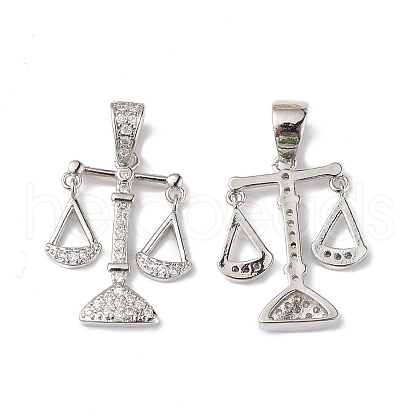 Rack Plating Brass Micro Pave Cubic Zirconia Pendants X-KK-F848-04P-1