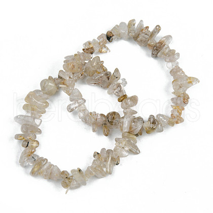 Unisex Chip Natural Rutilated Quartz Beaded Stretch Bracelets BJEW-S143-15-1