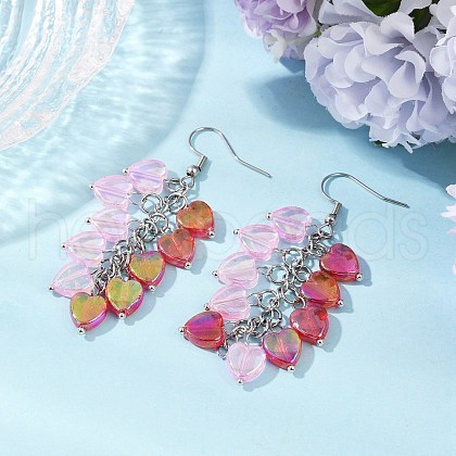 Heart Transparent Acrylic Dangle Earrings EJEW-JE06365-03-1