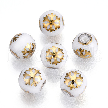Christmas Opaque Glass Beads X-EGLA-R113-01C-1