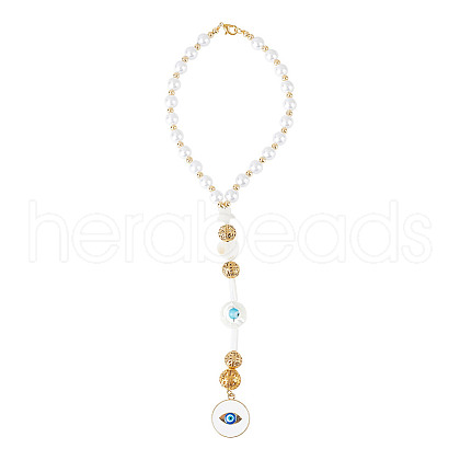 Shell and Acrylic Beaded Car Hanging Decorations HJEW-DR00018-1