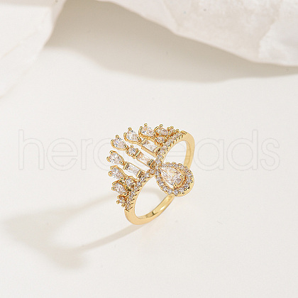 Brass Micro Pave Cubic Zirconia Finger Rings for Women LK0188-3-1