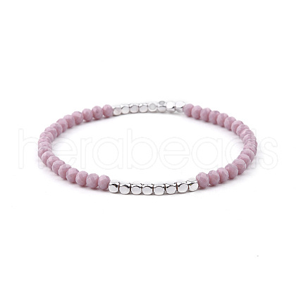 Gold-tone Miyuki Elastic Crystal Beaded Bracelet with Acrylic Tube Beads ST2798763-1
