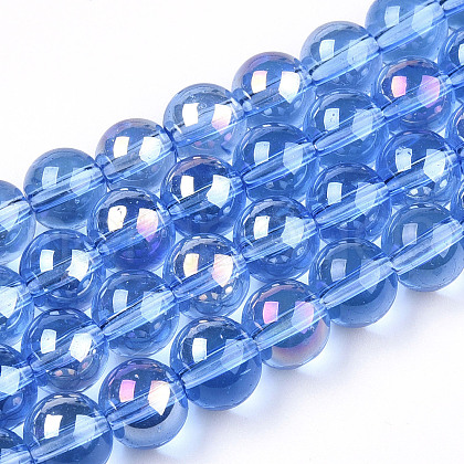 Electroplate Transparent Glass Beads Strands GLAA-T032-T8mm-AB04-1