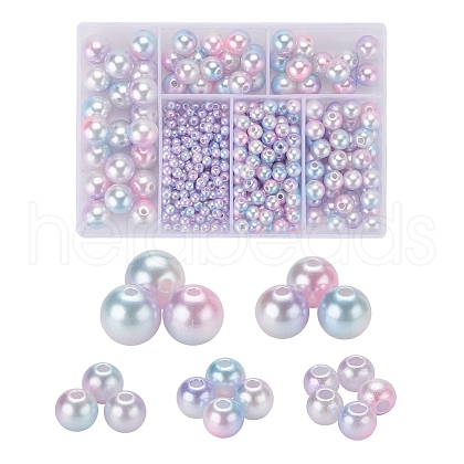 497Pcs 5 Style Rainbow ABS Plastic Imitation Pearl Beads OACR-YW0001-07F-1