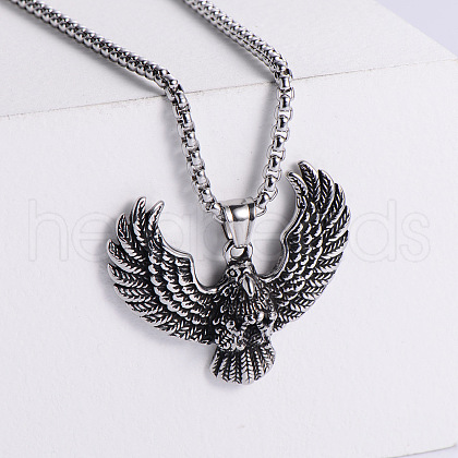 Eagle Wings Stainless Steel Pendant Necklace Punk Hip-hop Fashion Jewelry TK4489-1-1
