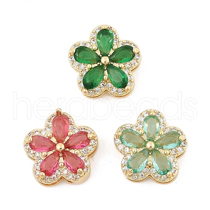 Brass Micro Pave Cubic Zirconia Slide Charms ZIRC-I068-18G-1