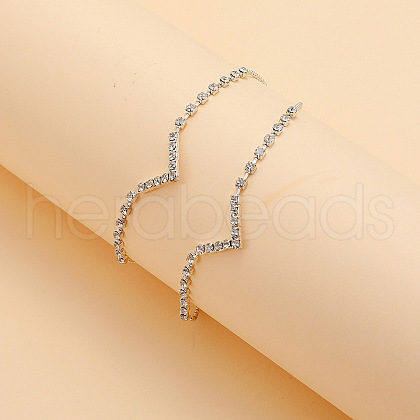 Letter V Alloy Rhinestone Multi-strand Anklets WG18F6C-01-1
