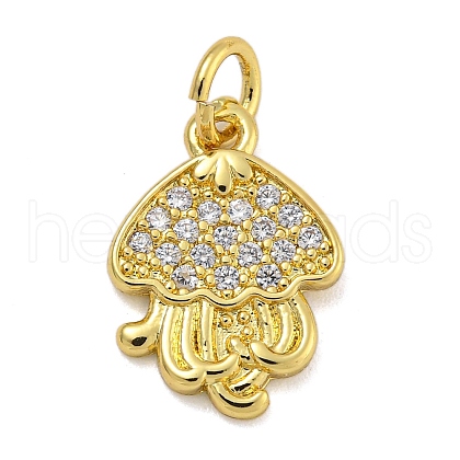 Marine Theme Rack Plating Brass Micro Pave Cubic Zirconia Pendants KK-I718-28G-04-1