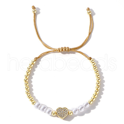 Adjustable Brass Beaded Braided Bead Bracelets for Women IK1193-1-1
