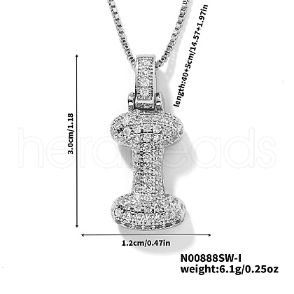 Elegant Brass Micro Pave Clear Cubic Zirconia 3D Initial Necklaces DV4415-32-1