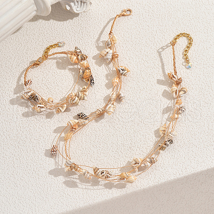 Bohemian Style Shell Layered Bracelets & Necklaces Set for Women MF0861-1