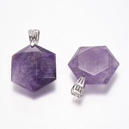 Natural Amethyst Gemstone Pendants G-E338-09K-1