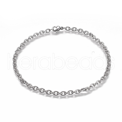 304 Stainless Steel Cable Chain Anklets X-AJEW-H100-01P-1