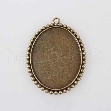 Vintage Tibetan Style Alloy Pendant Cabochon Bezel Settings X-TIBEP-M018-136AB-NF-1