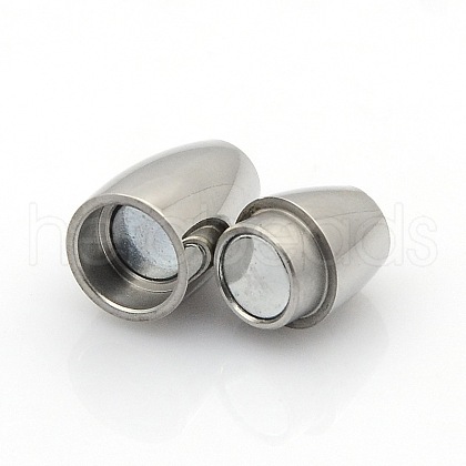 Tarnish Resistant 304 Stainless Steel Smooth Surface Magnetic Clasps with Glue-in Ends Fit 4mm Cords STAS-O042-11-1