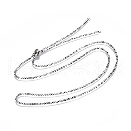 Tarnish Resistant Adjustable 304 Stainless Steel Slider Necklaces MAK-L026-05B-P-1