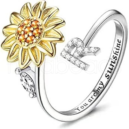 Adjustable Brass Rhinestone Rotating Cuff Rings FS-WG5B177-18-1