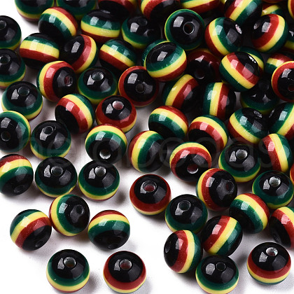 Ghana Jamaica Reggae Stripe Resin Beads RESI-N026-001B-01-1