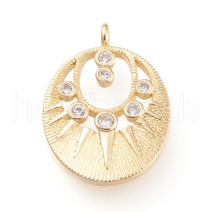 Brass Micro Pave Clear Cubic Zirconia Pendants X-ZIRC-L097-014G-1