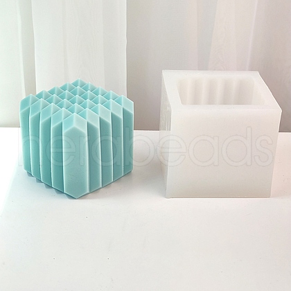 Faceted Stripe-shaped Cube Candle Food Grade Silicone Molds DIY-D071-08-1