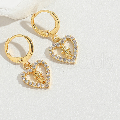 Brass Cubic Zirconia Hoop Earrings FS-WGAD8C1-01-1