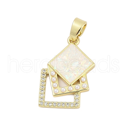 Brass Micro Pave Clear Cubic Zirconia Pendants KK-I723-17G-1