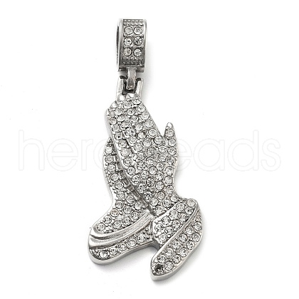 304 Stainless Steel Rhinestone Pendants STAS-V008-35P-1