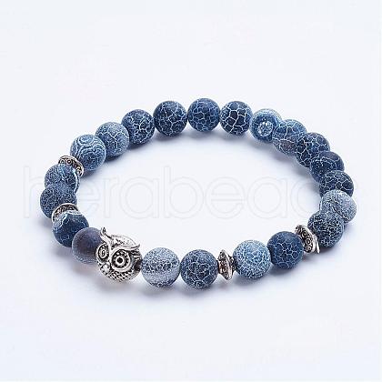 Natural Weathered Agate Beaded Stretch Bracelets BJEW-P072-K01-1
