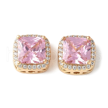 Brass Micro Pave Cubic Zirconia Beads KK-A253-20G-01-1