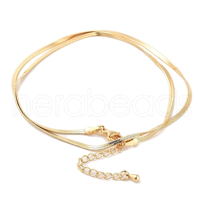 Brass Flat Snake Chain Necklaces for Women NJEW-Q344-04G-1