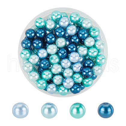 HOBBIESAY 100Pcs Ocean Mix Pearlized Glass Pearl Beads HY-HY0001-04A-1