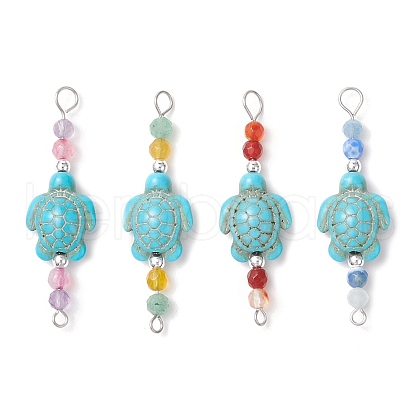 Summer Beach Dyed Synthetic Turquoise Connector Charms PALLOY-JF03747-01-1