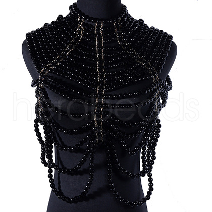 Plastic Imitation Pearl Beaded Multi Layer Bridal Shoulder Chains WG1B7F3-09-1