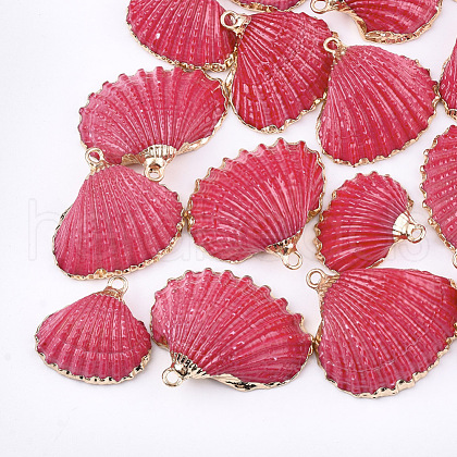 Spray Paint & Electroplate Sea Shell Pendants SSHEL-S262-08G-1