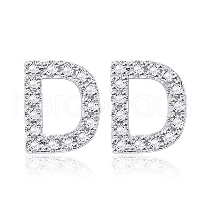 Brass Cubic Zirconia Stud Earrings EJEW-BB35118-D-1