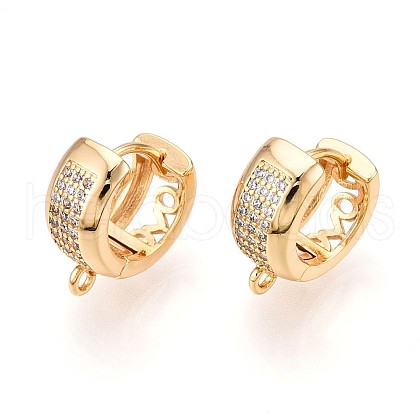 Brass Micro Pave Cubic Zirconia Hoop Earring Finding KK-N261-49G-1