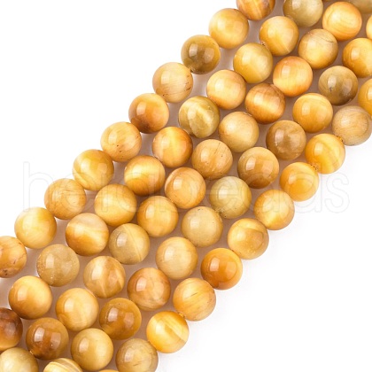 Natural Yellow Tiger Eye Beads Strands G-G212-8mm-18-1