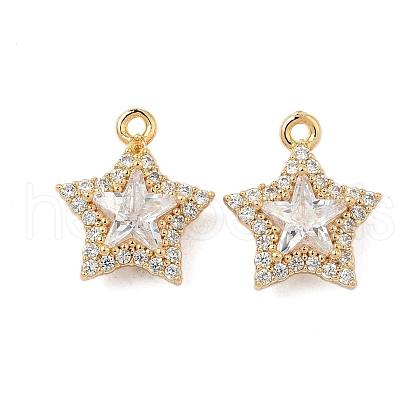 Brass Micro Pave Clear Cubic Zirconia Pendants KK-S531-29G-1