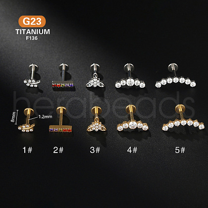 G23 Titanium Micro Pave Colorful Cubic Zirconia Threadless Labrets WG2497D-07-1