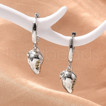 Brass Cubic Zirconia Hoop Earrings EJEW-Q015-01P-F-1