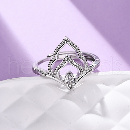 Brass Micro Pave Cubic Zirconia Adjustable Finger Rings for Women RJEW-M099-03P-1